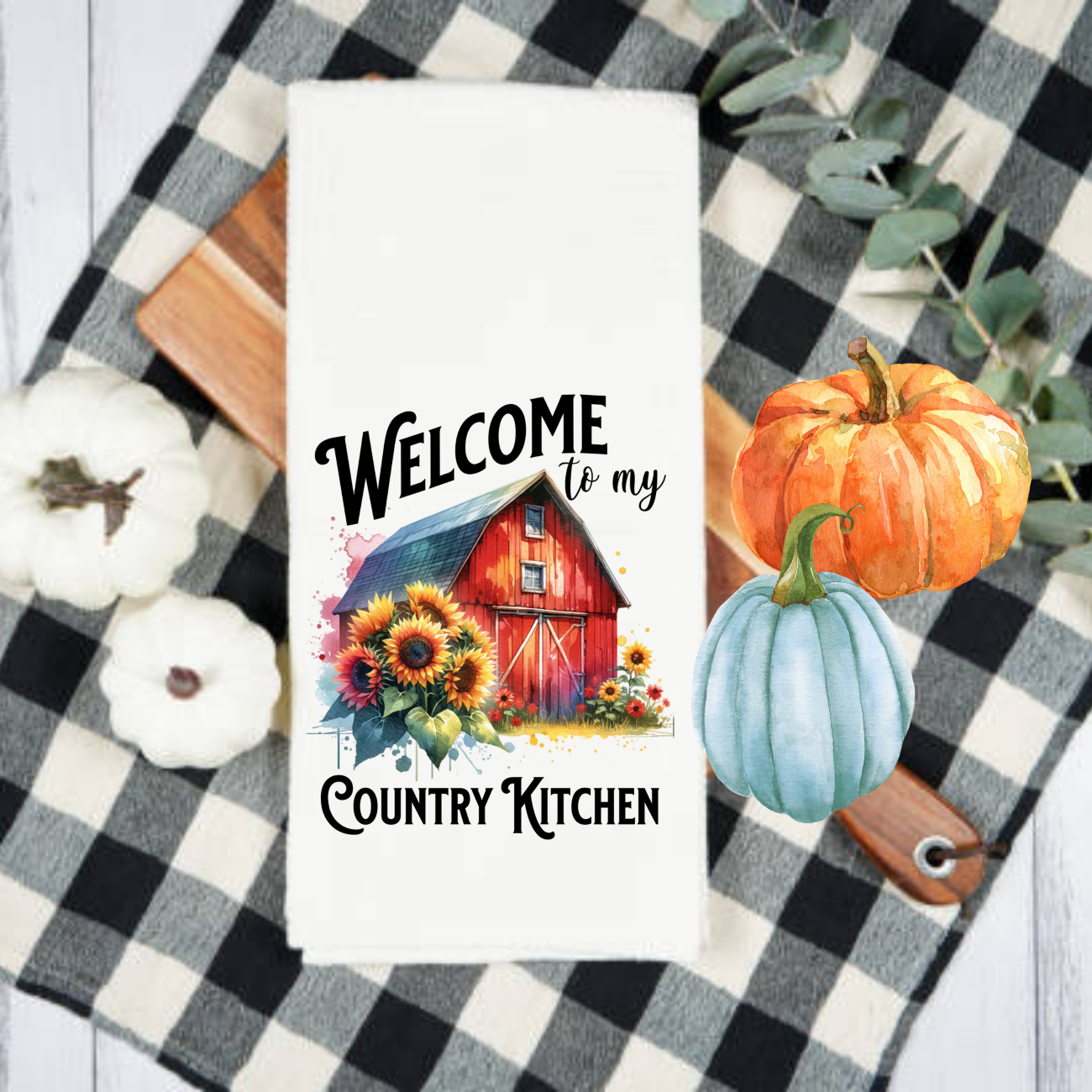Kitchen Towels, Fall, Sunflowers and Farm Animals
