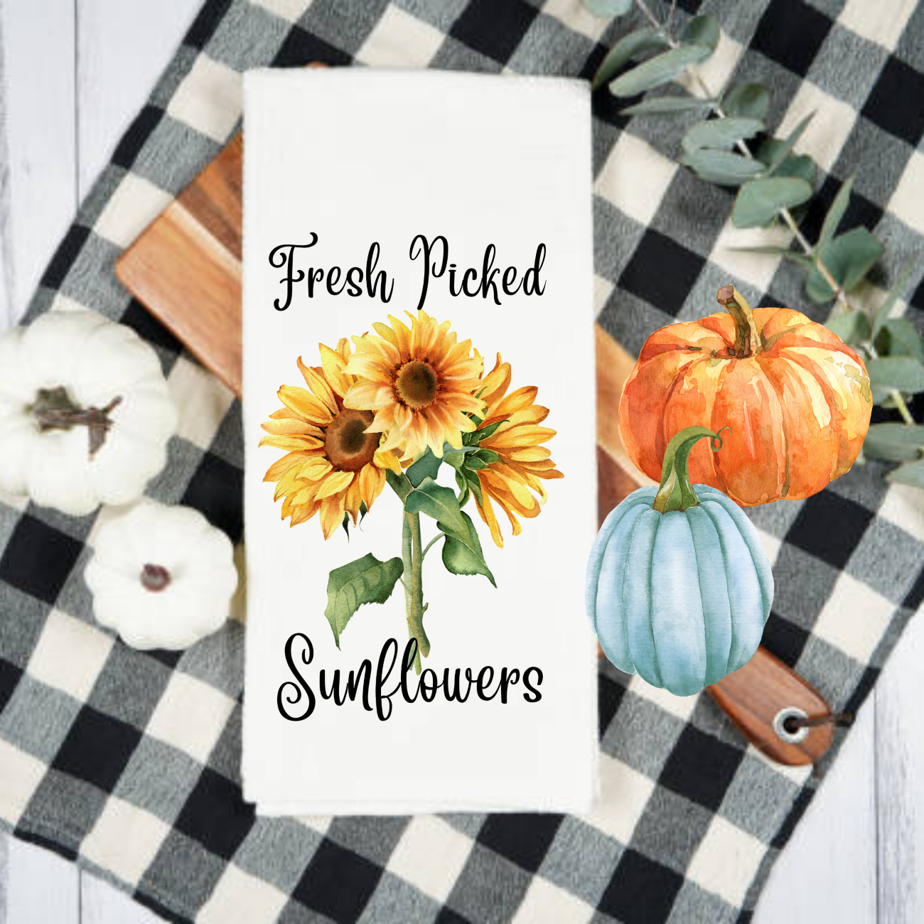 Kitchen Towels, Fall, Sunflowers and Farm Animals