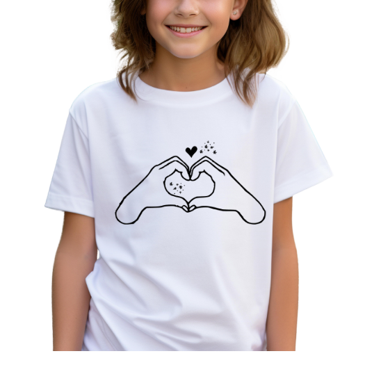 Heart Hands T-Shirt, Music Lover Gift, Hand Heart Graphic Sweatshirt, Cute Heart Gesture Shirt, Fan Gift, Heart Hand, Youth Size