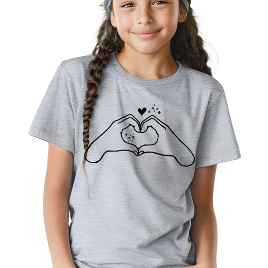 Heart Hands T-Shirt, Music Lover Gift, Hand Heart Graphic Sweatshirt, Cute Heart Gesture Shirt, Fan Gift, Heart Hand, Youth Size