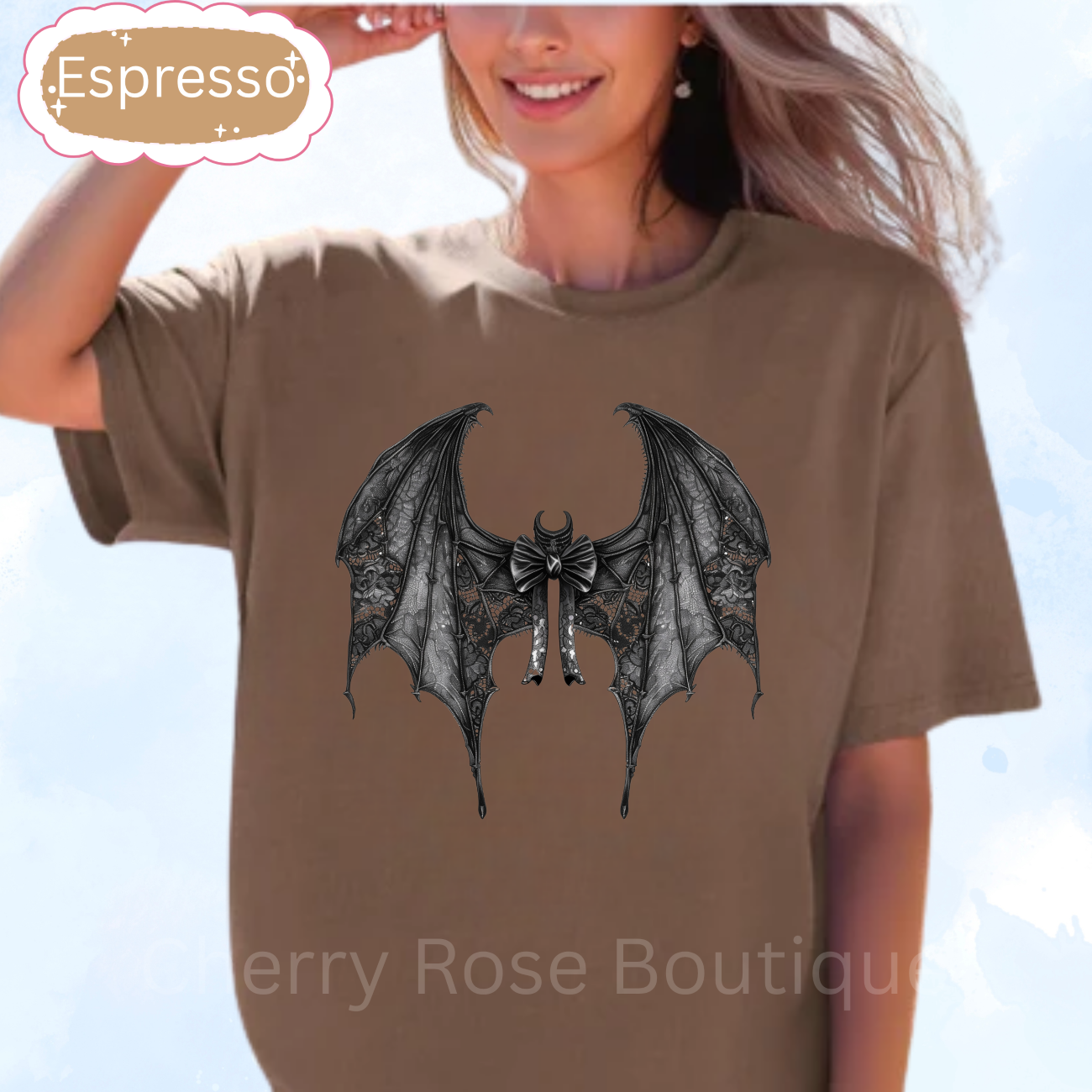 Bat Bow, Halloween, Spooky, Fall, Coquette Bow, Comfort Color T-Shirt