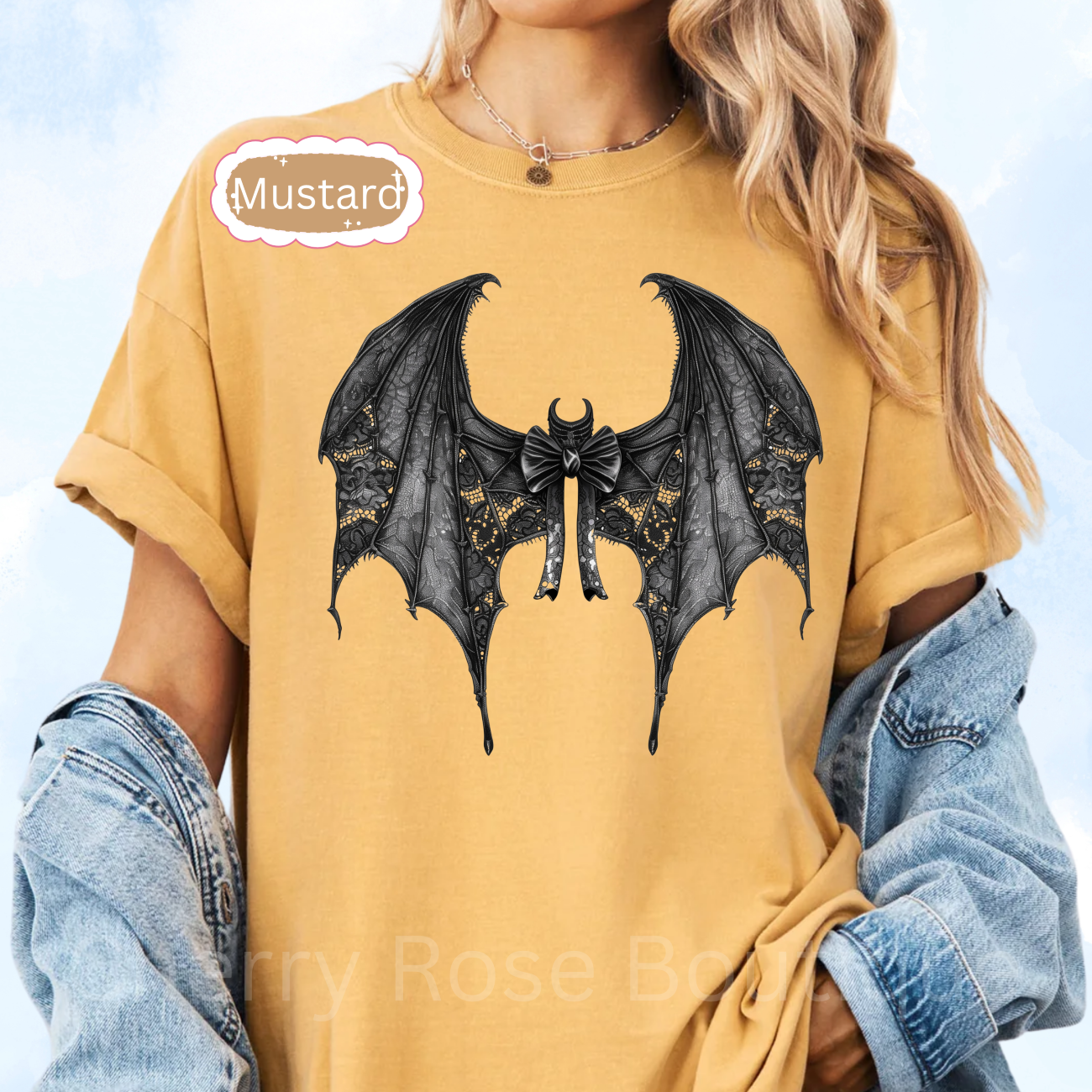 Bat Bow, Halloween, Spooky, Fall, Coquette Bow, Comfort Color T-Shirt