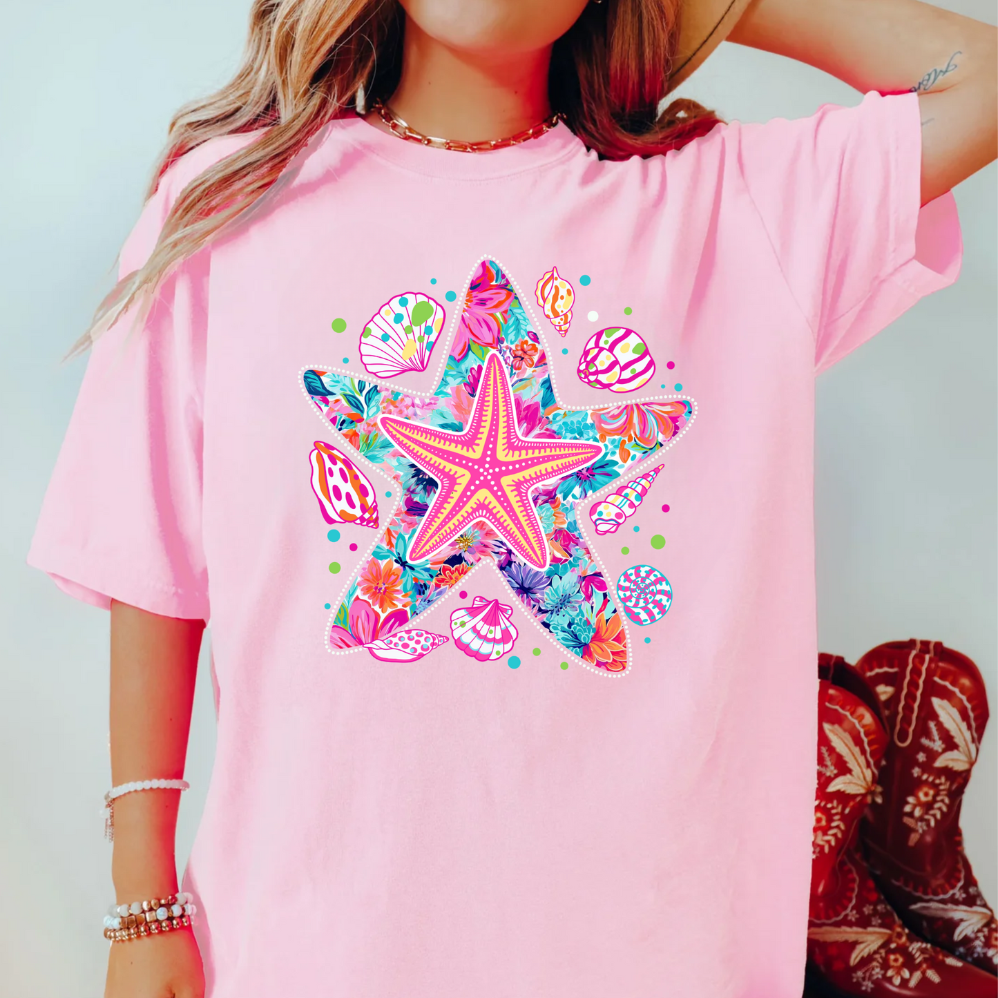 Starfish Tee, Summer Beach Shirt, Comfort Color Shirt