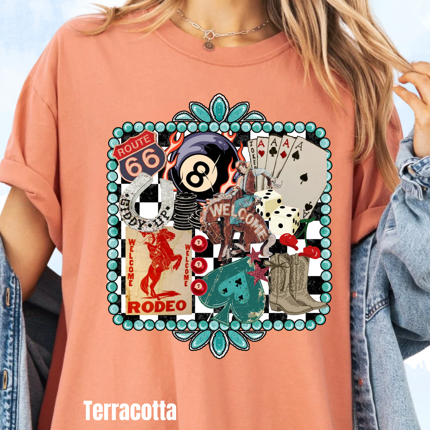 Turquoise Western Retro Collage