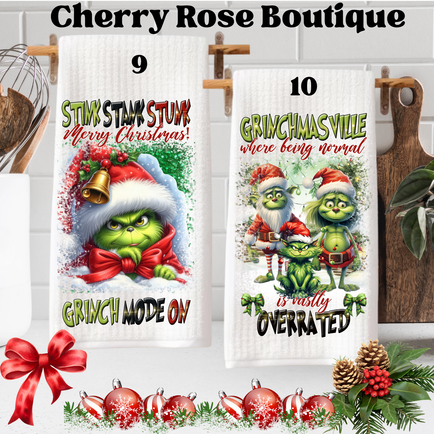 Grinch Christmas Kitchen Towels