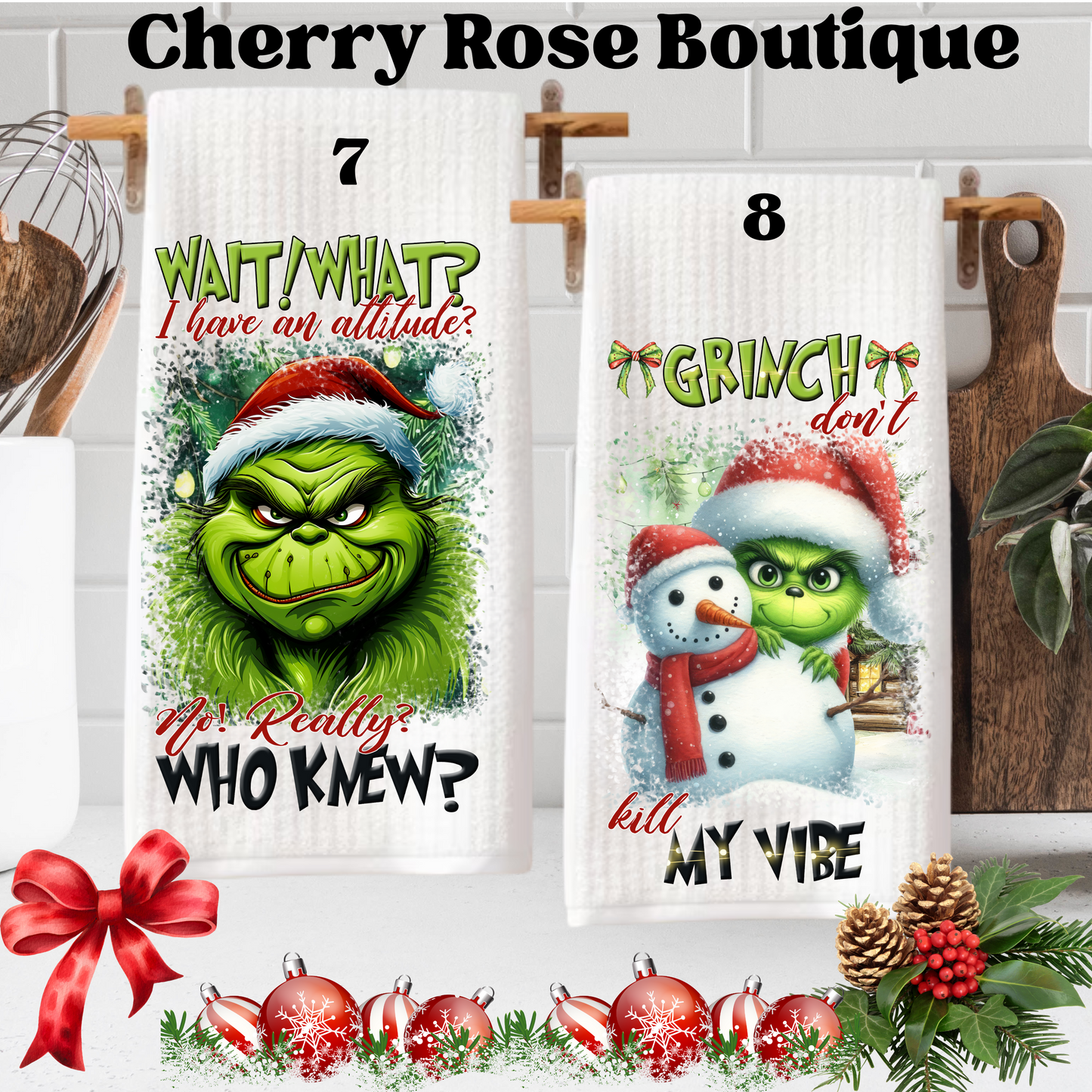 Grinch Christmas Kitchen Towels