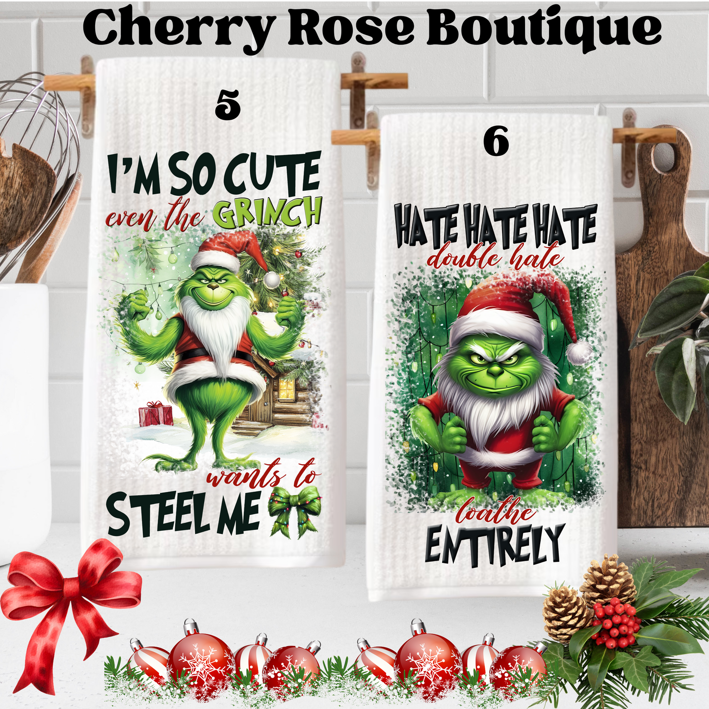 Grinch Christmas Kitchen Towels
