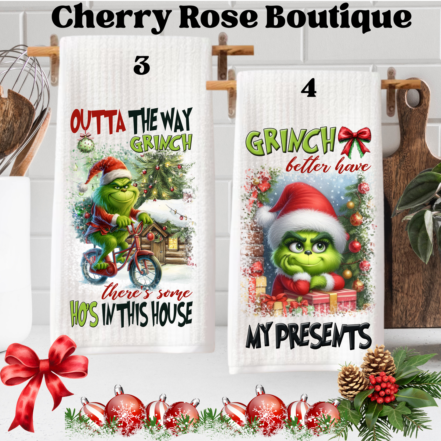 Grinch Christmas Kitchen Towels