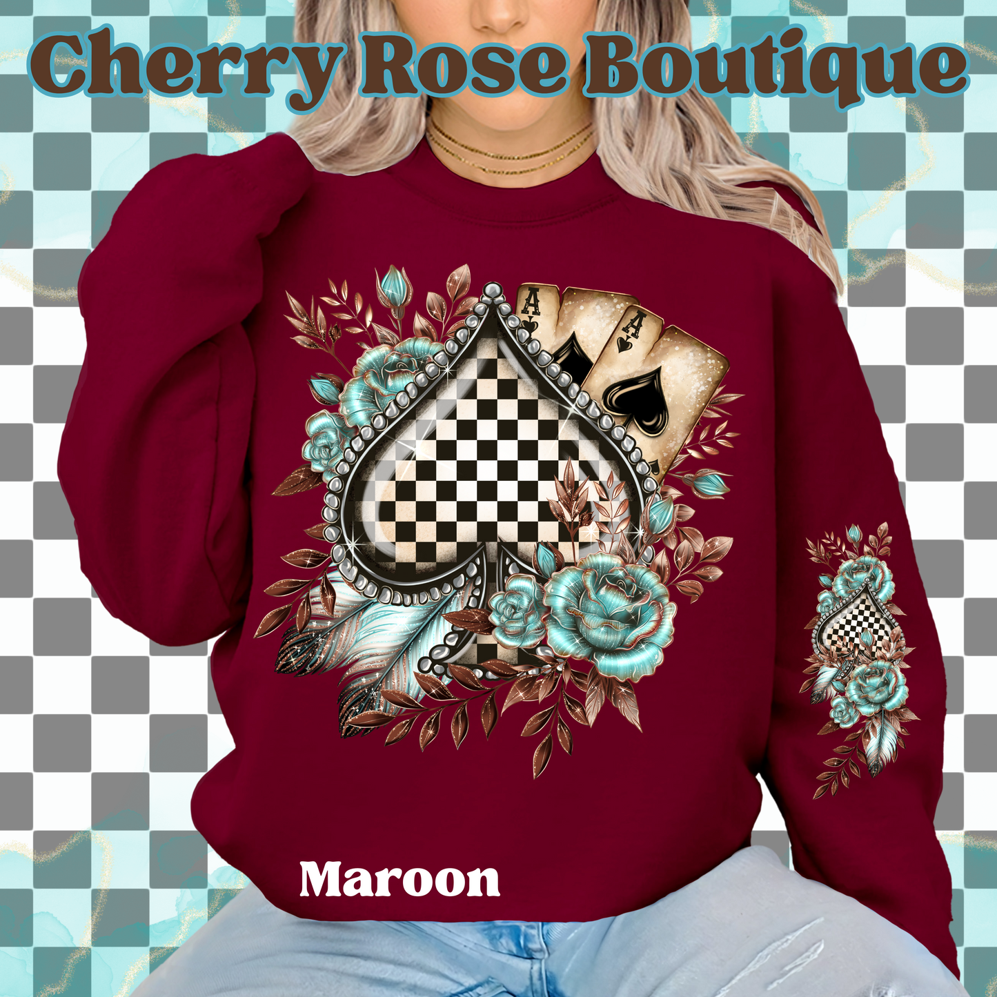 Checkered Spade with Turquoise