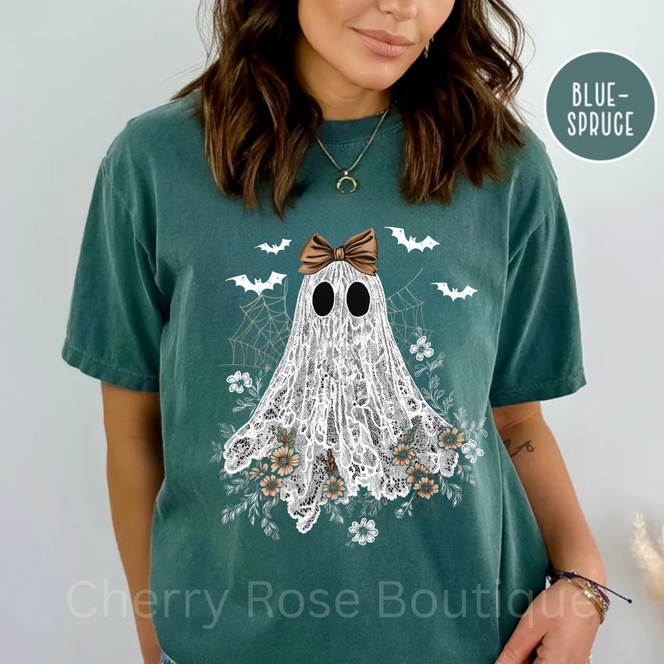 Lace Coquette Ghost, Spooky, Halloween, Witches, Comfort Color Tee