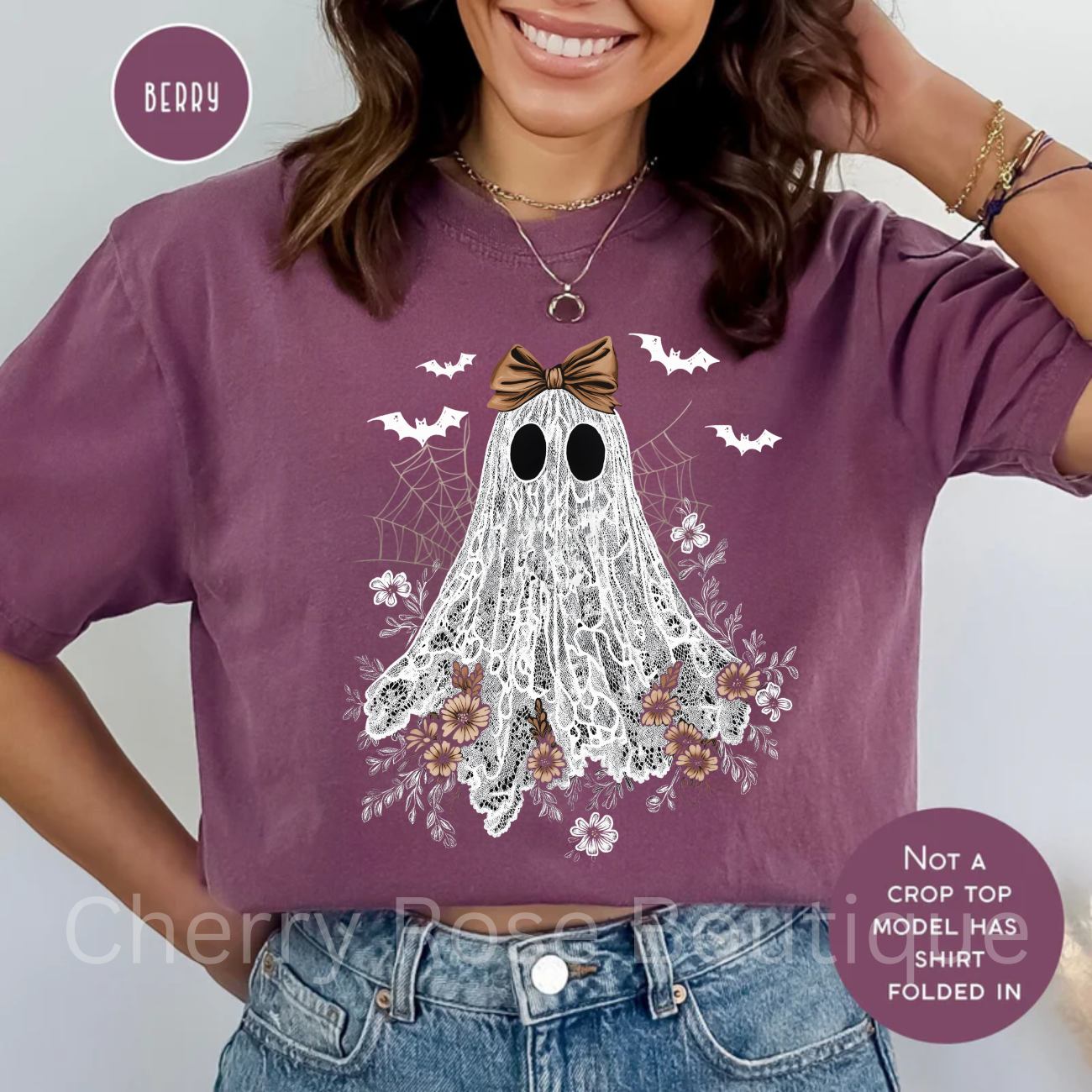 Lace Coquette Ghost, Spooky, Halloween, Witches, Comfort Color Tee