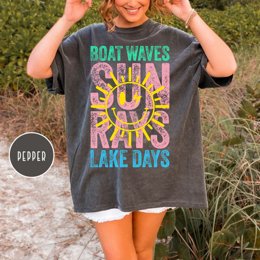 Boat Waves Sun Rays Lake Days T-Shirt, Summer Shirt, Comfort Color Shirt