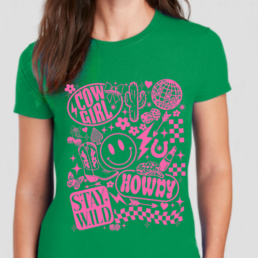 Cowgirl, Stay Wild, Howdy Collage Country Western T-Shirt