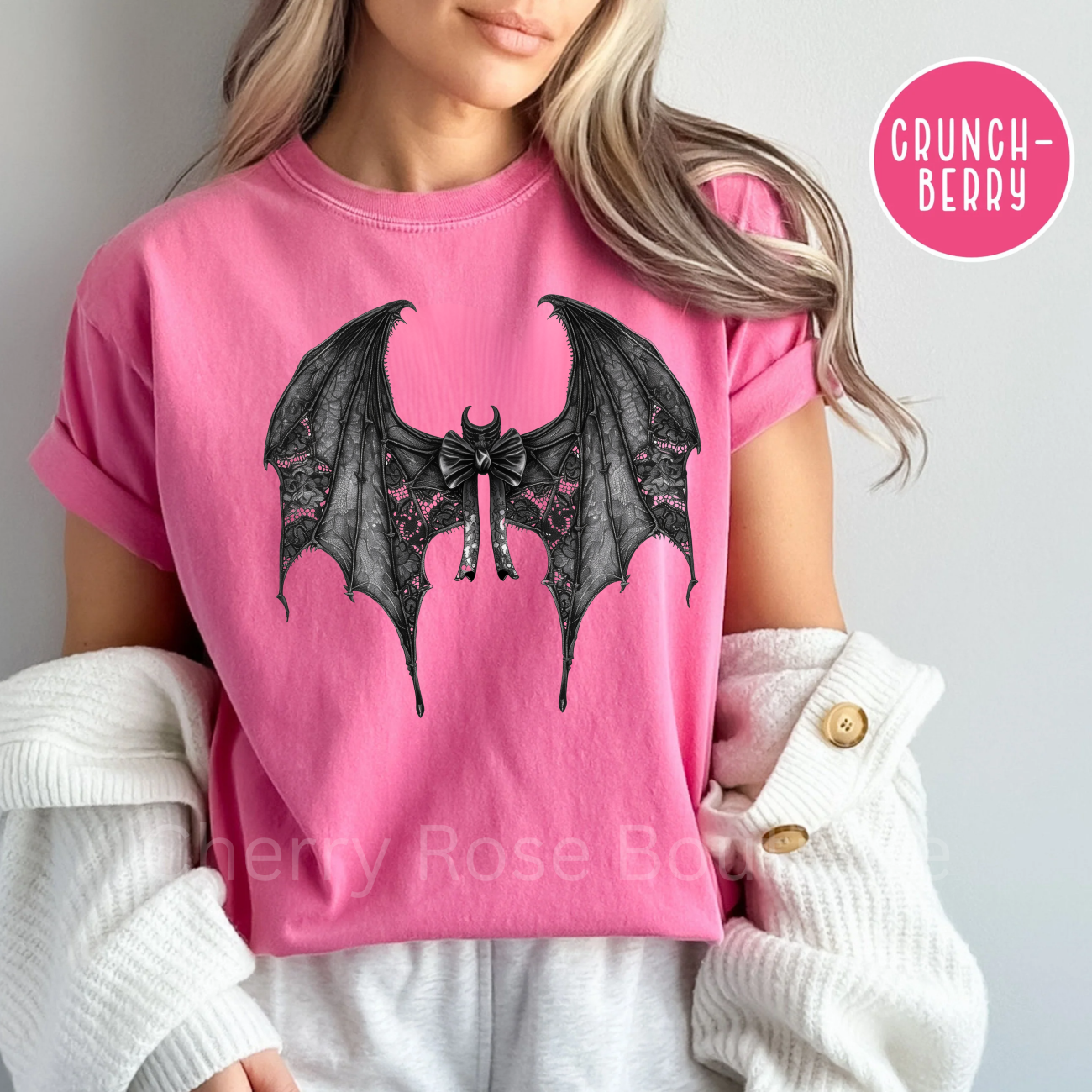 Bat Bow, Halloween, Spooky, Fall, Coquette Bow, Comfort Color T-Shirt