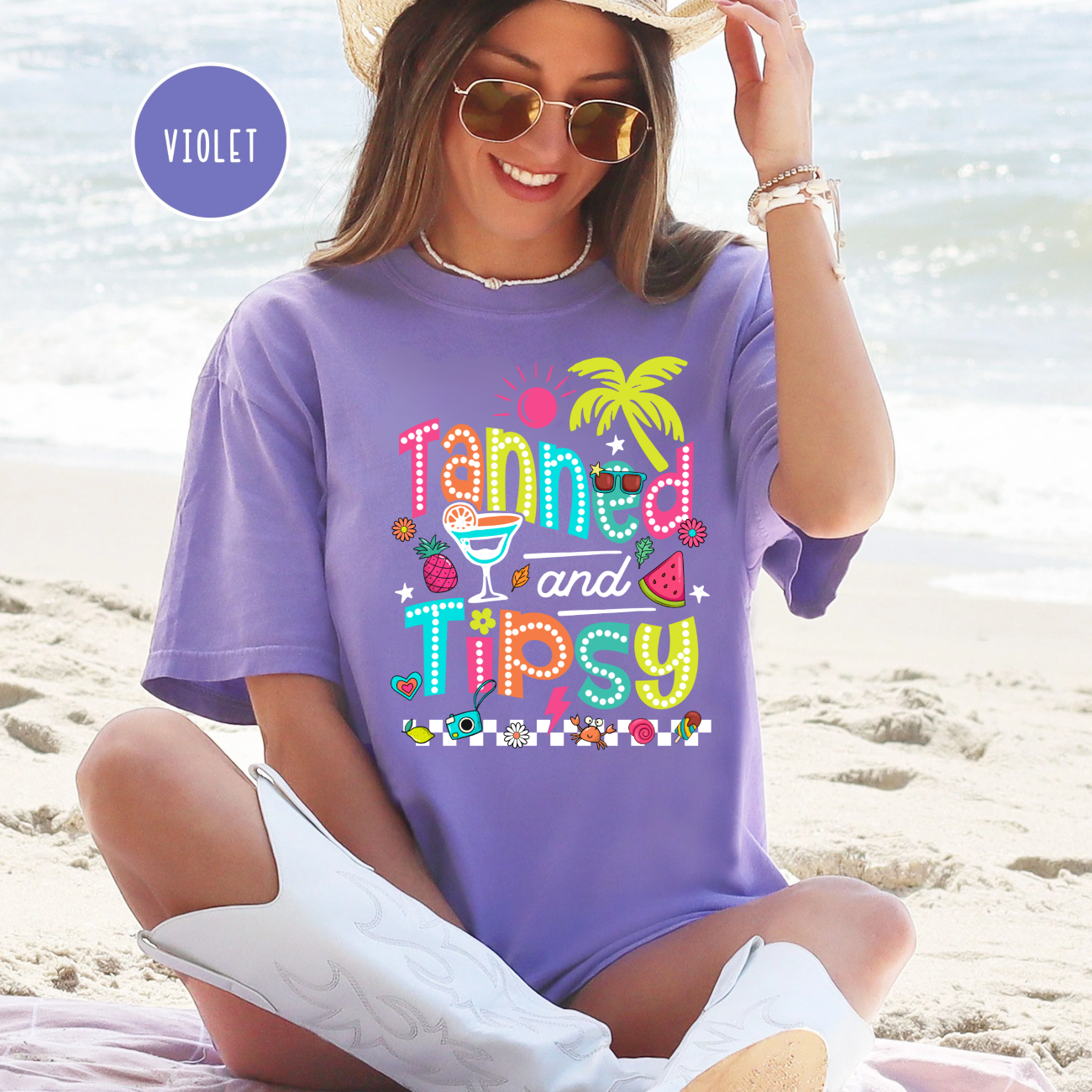 Tanned and Tipsy, Beach Summer Ready Comfort Color Shirt