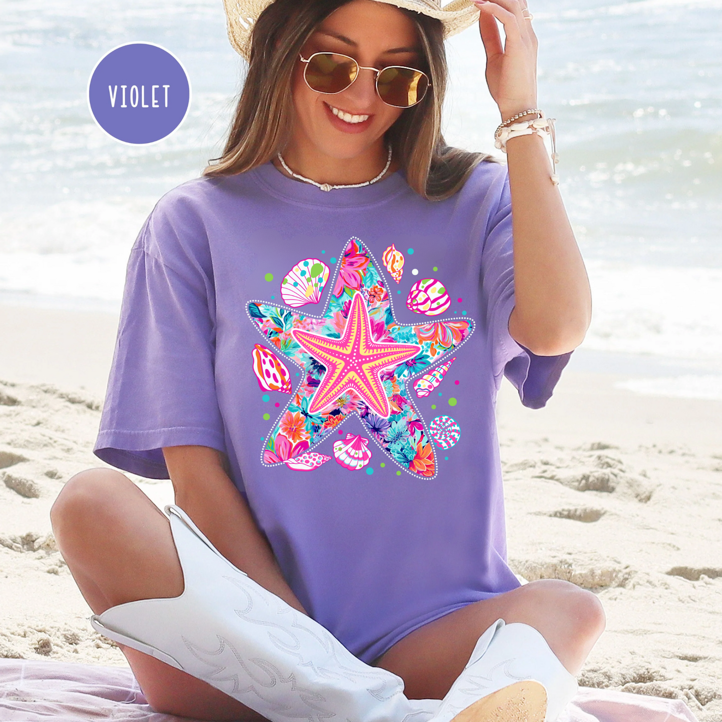 Starfish Tee, Summer Beach Shirt, Comfort Color Shirt