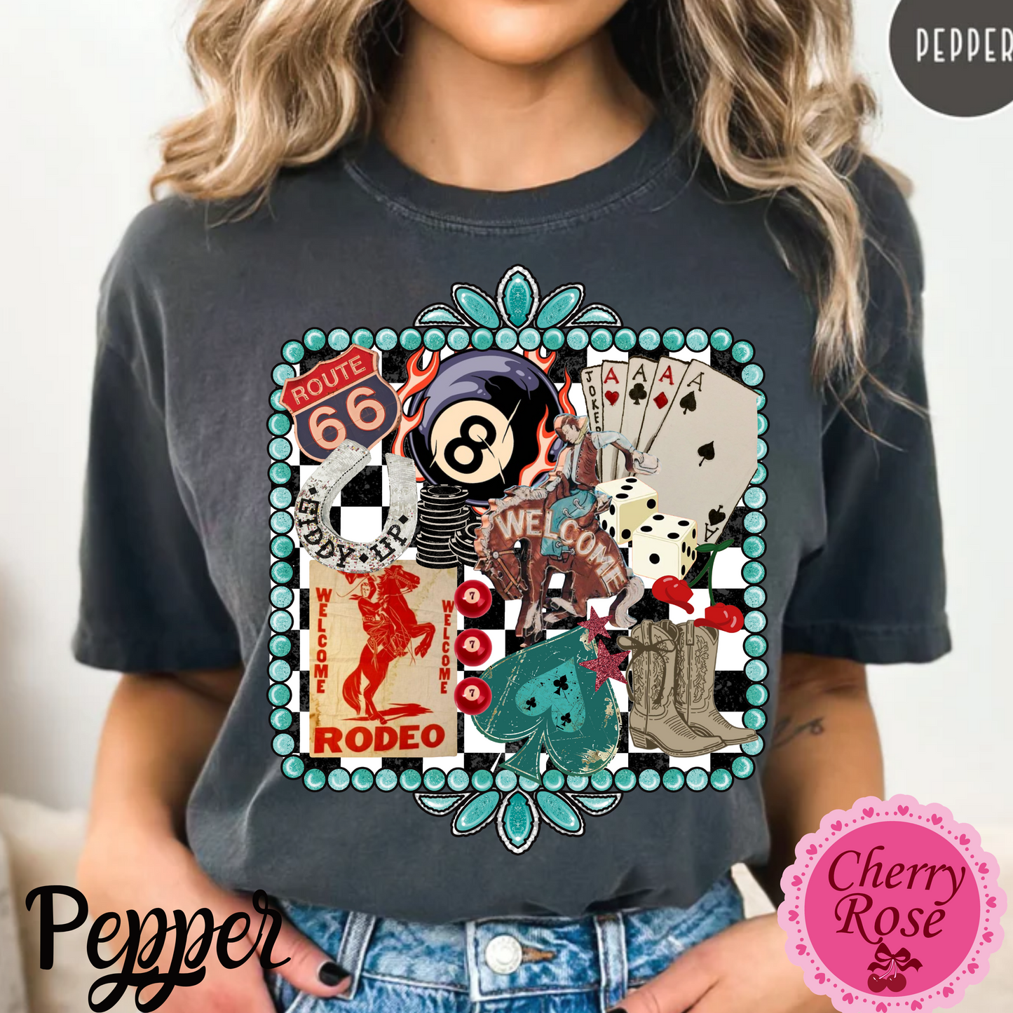 Turquoise Western Retro Collage