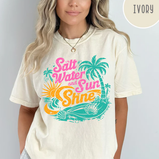 Salt Water and SunShine T-Shirt, Comfort Color Tee, Summer Ready