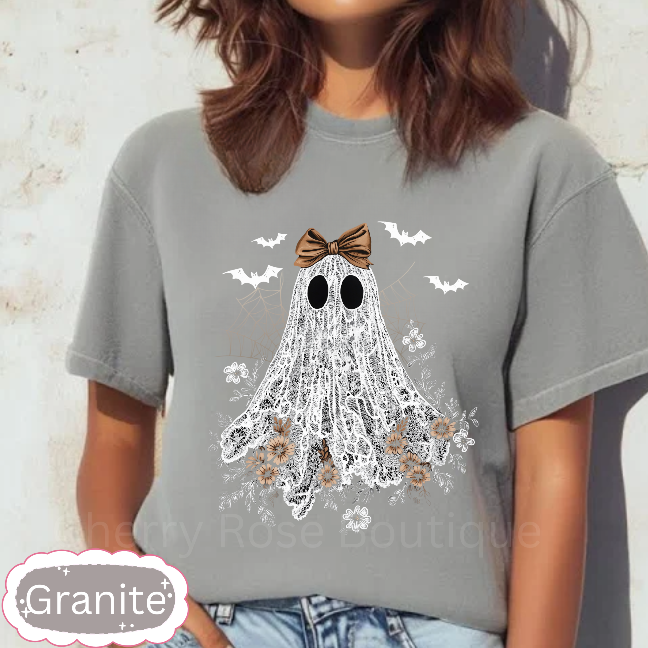 Lace Coquette Ghost, Spooky, Halloween, Witches, Comfort Color Tee