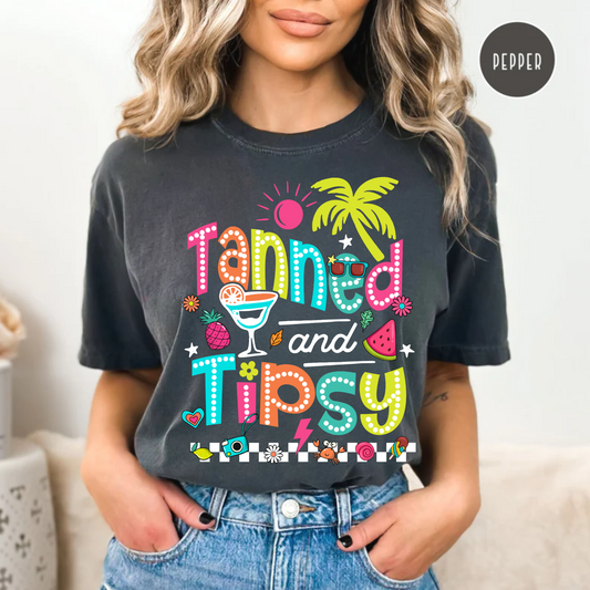 Tanned and Tipsy, Beach Summer Ready Comfort Color Shirt