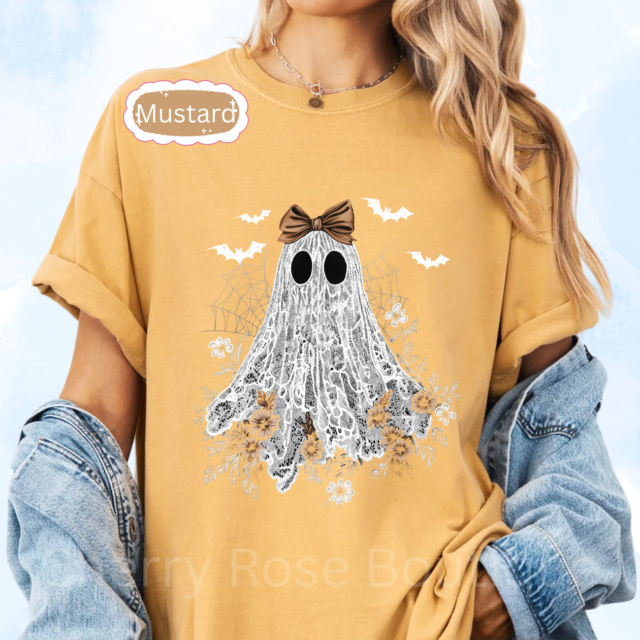 Lace Coquette Ghost, Spooky, Halloween, Witches, Comfort Color Tee