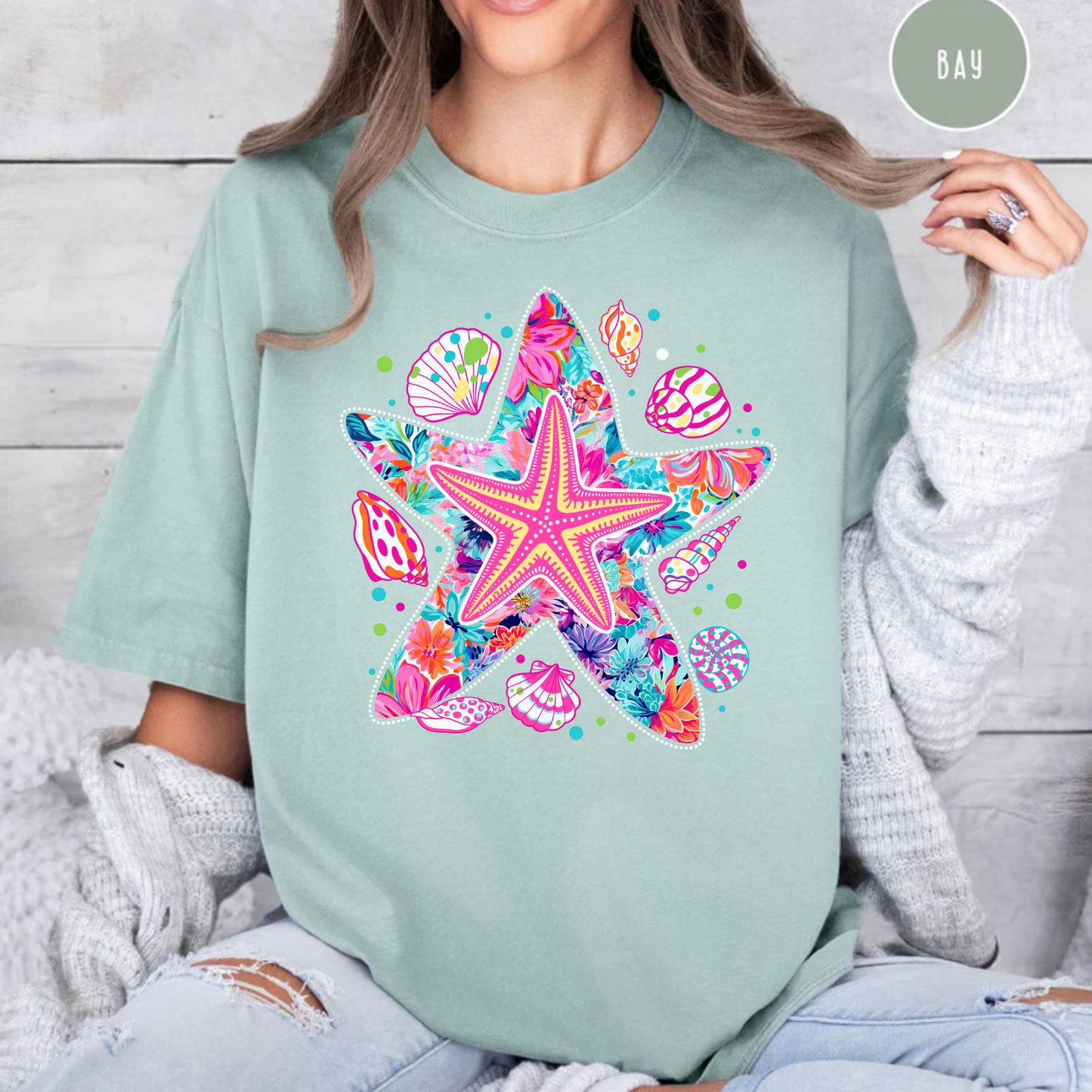 Starfish Tee, Summer Beach Shirt, Comfort Color Shirt