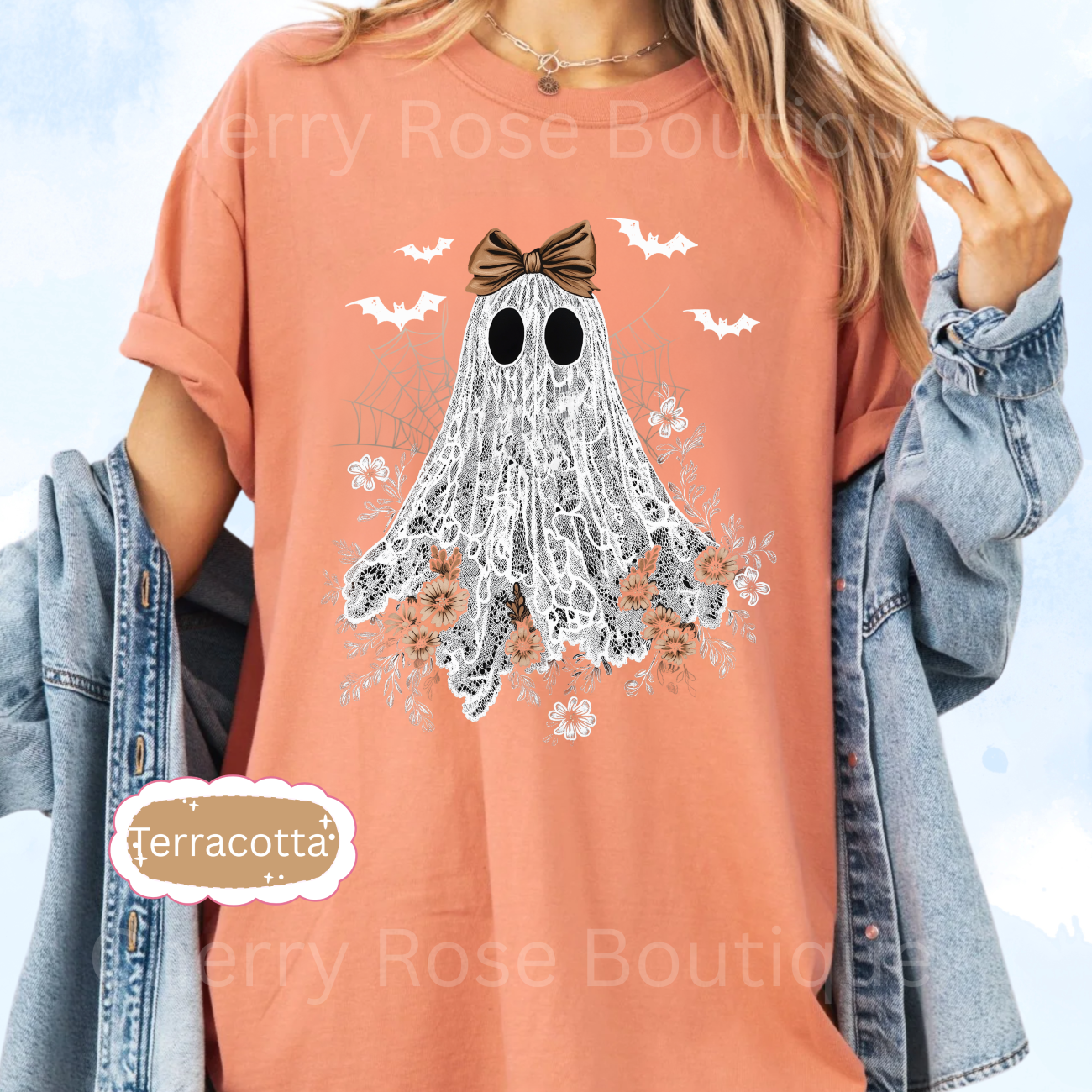 Lace Coquette Ghost, Spooky, Halloween, Witches, Comfort Color Tee