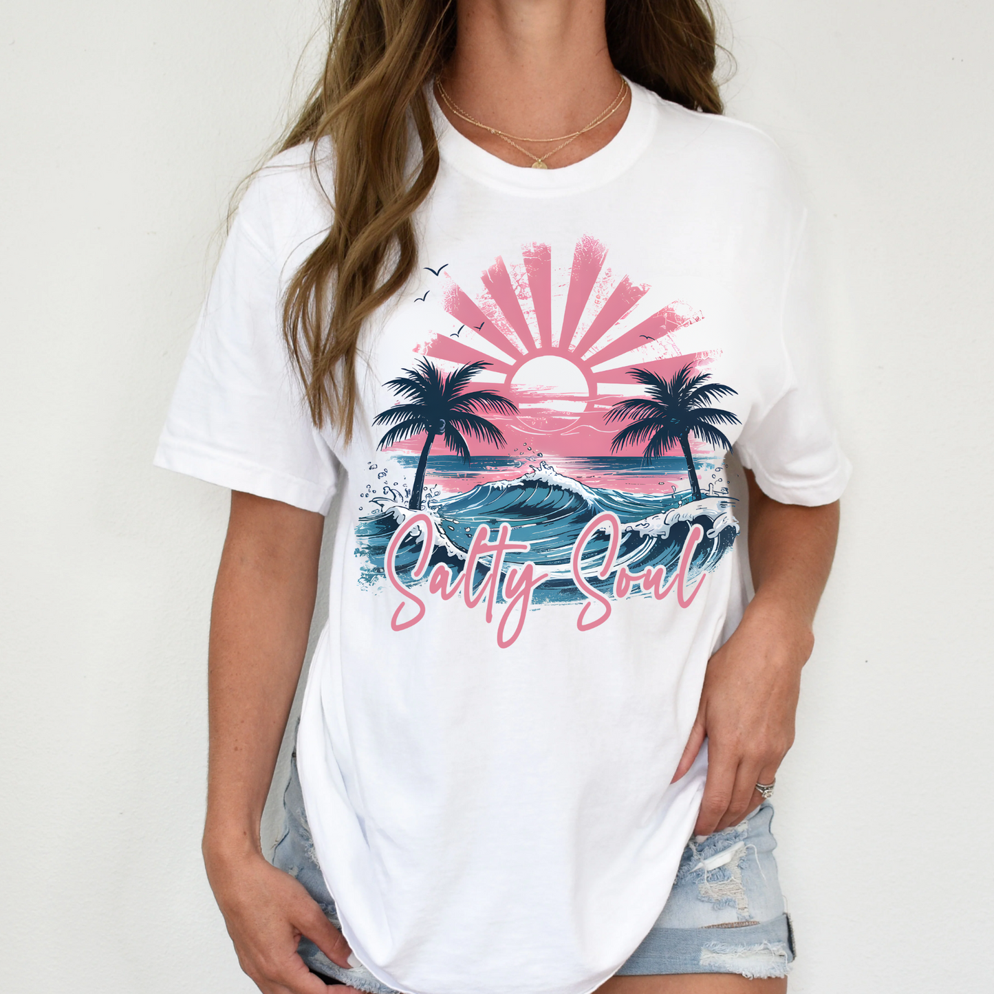 Salty Soul Sunset, Summer, Beach, Palm Trees, Comfort Color Shirt