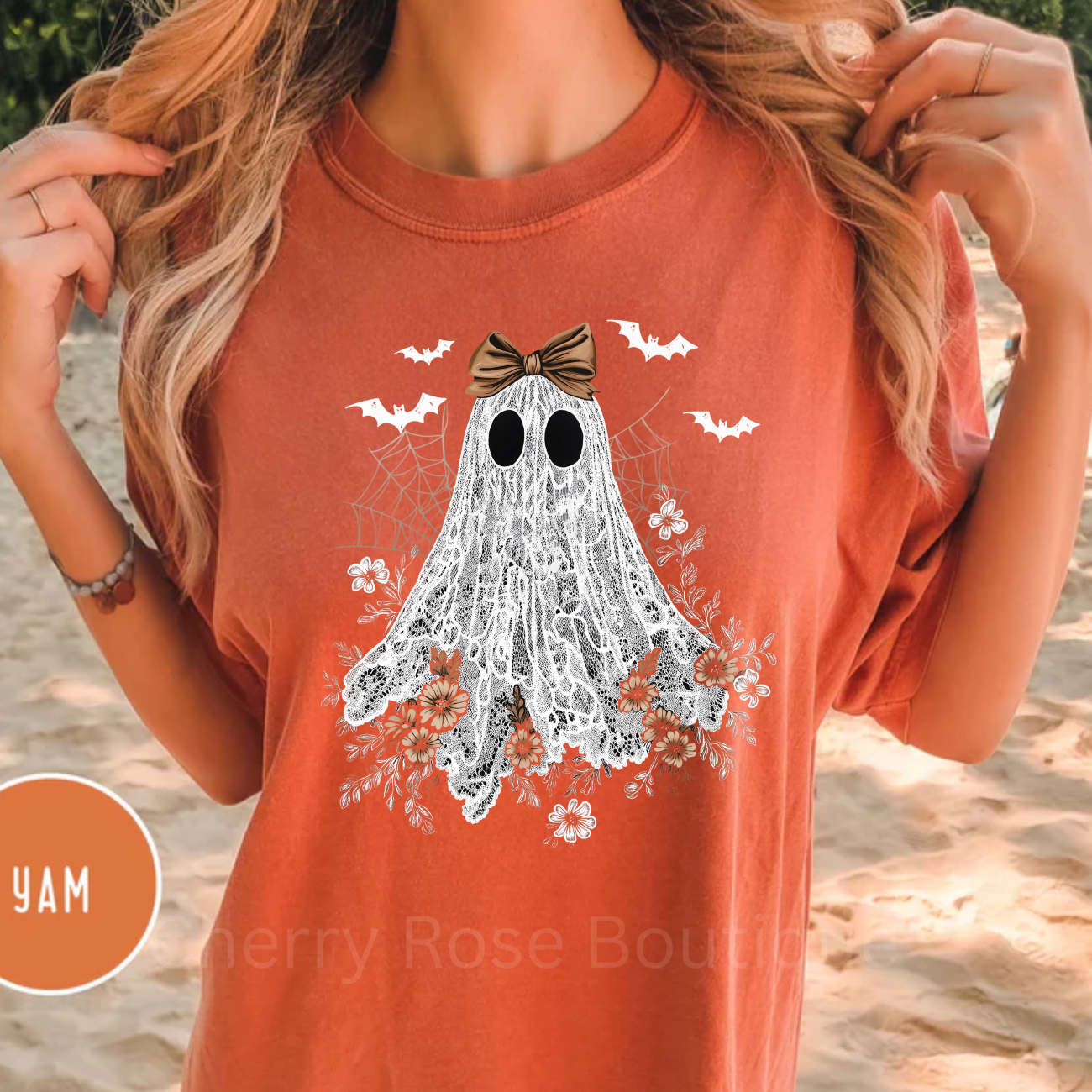 Lace Coquette Ghost, Spooky, Halloween, Witches, Comfort Color Tee