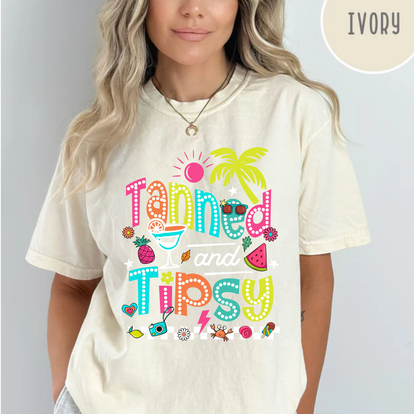Tanned and Tipsy, Beach Summer Ready Comfort Color Shirt