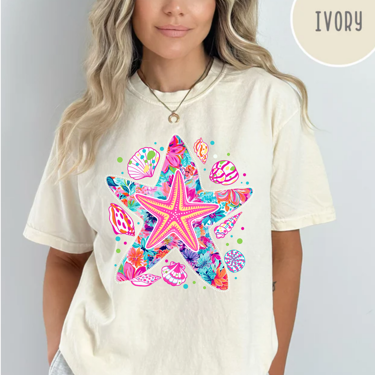 Starfish Tee, Summer Beach Shirt, Comfort Color Shirt