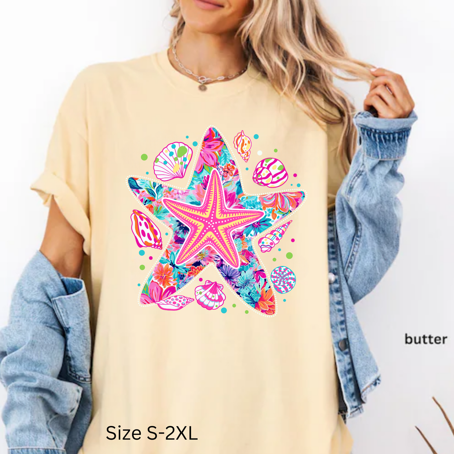 Starfish Tee, Summer Beach Shirt, Comfort Color Shirt