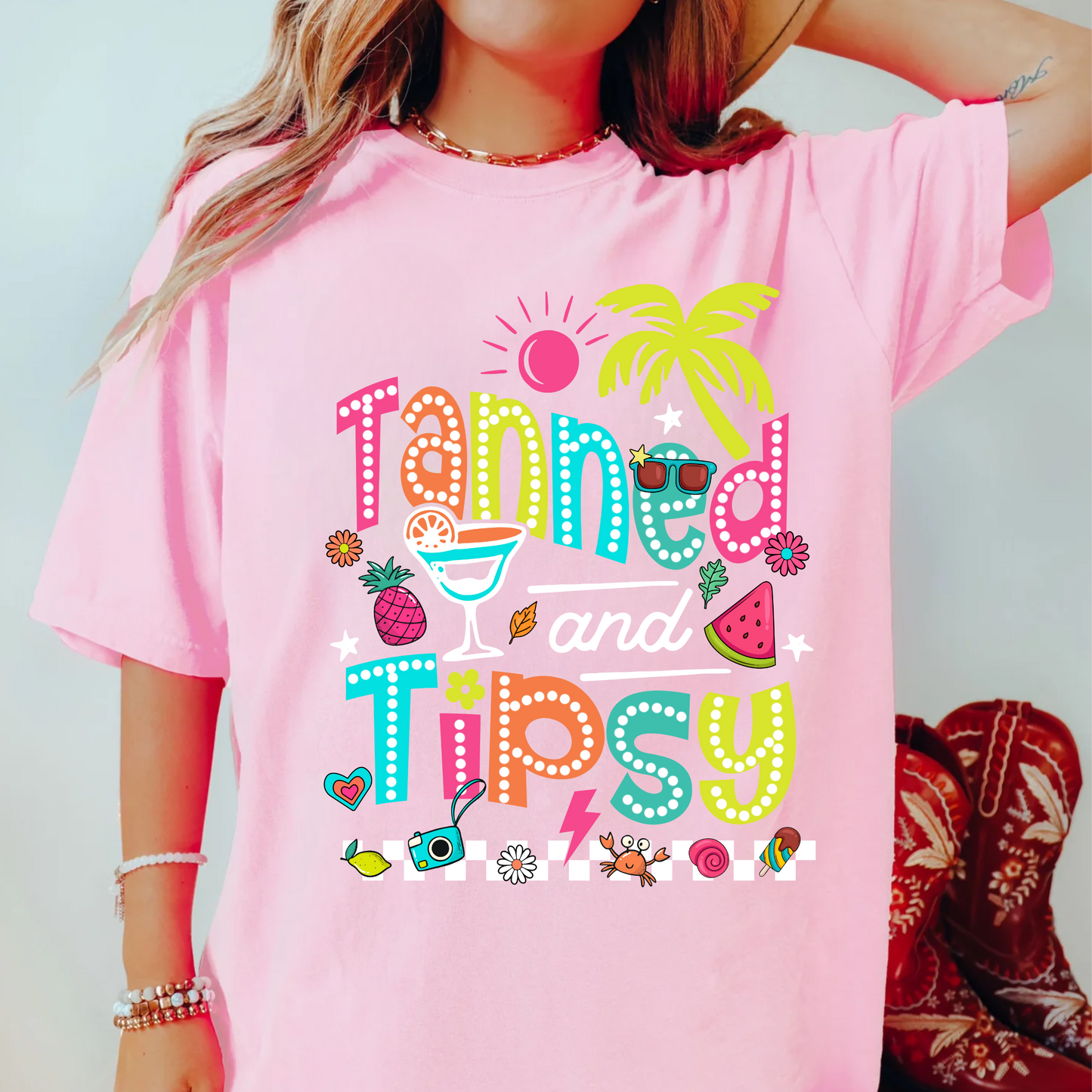 Tanned and Tipsy, Beach Summer Ready Comfort Color Shirt