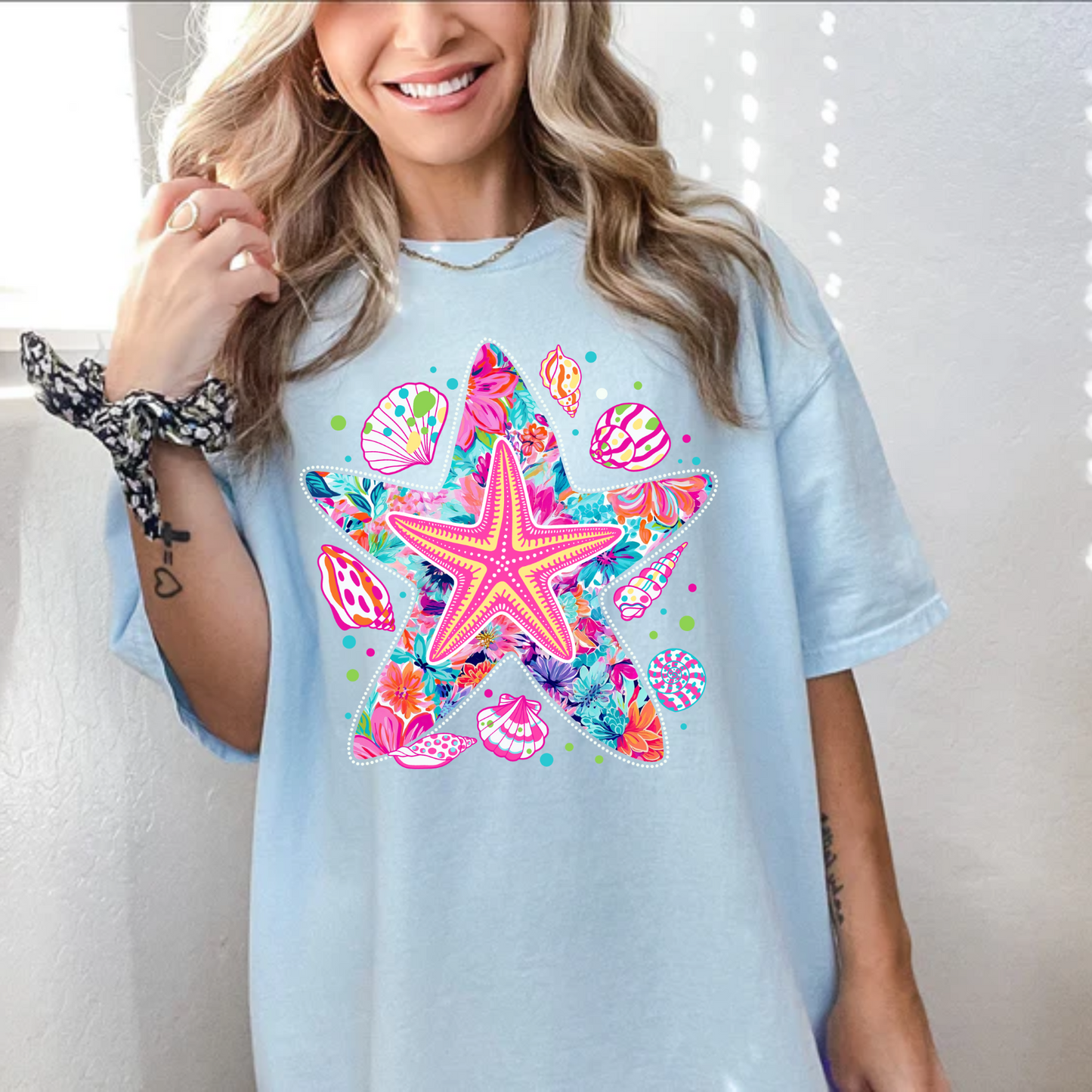 Starfish Tee, Summer Beach Shirt, Comfort Color Shirt