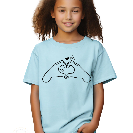 Heart Hands T-Shirt, Music Lover Gift, Hand Heart Graphic Sweatshirt, Cute Heart Gesture Shirt, Fan Gift, Heart Hand, Youth Size