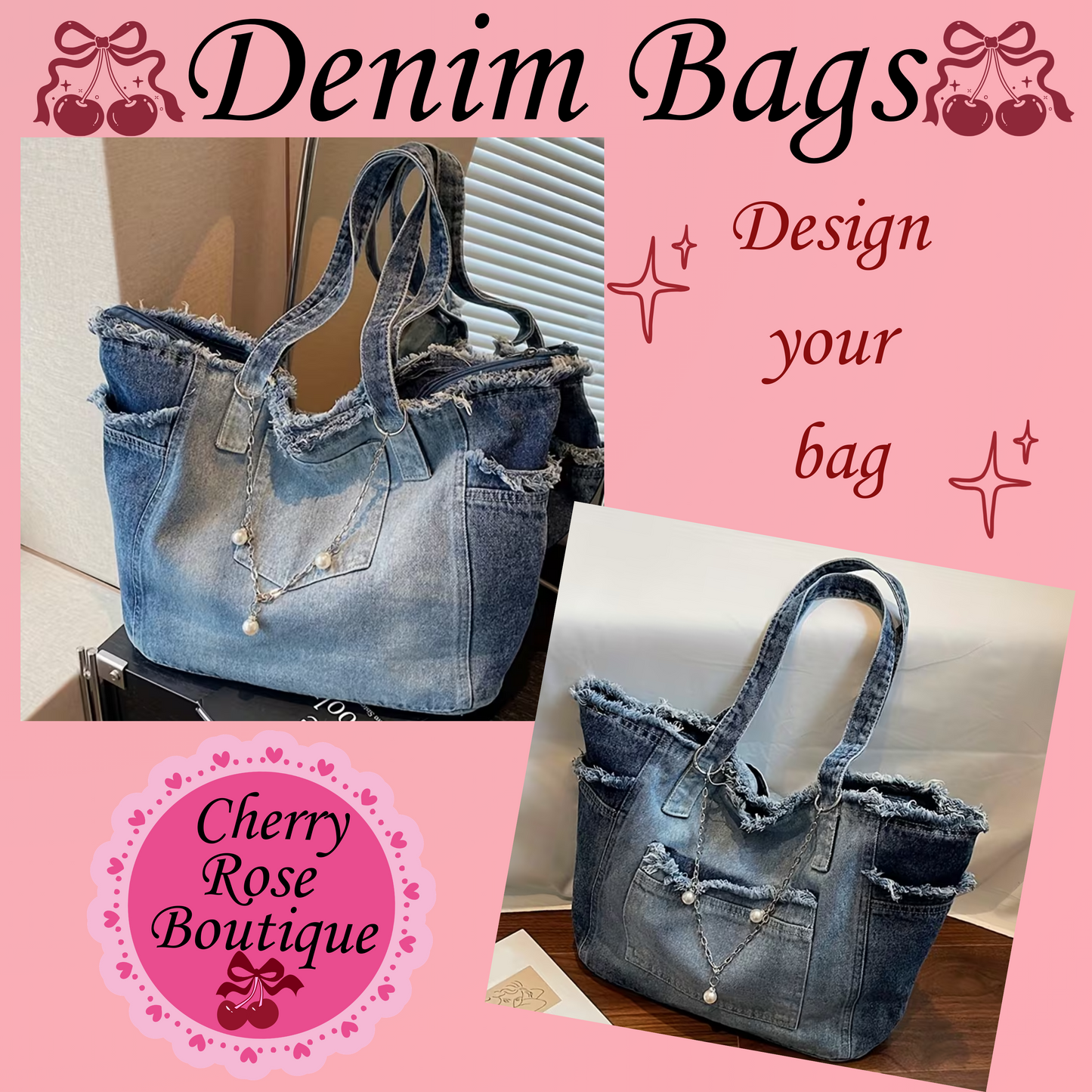 Big Denim Bags- Big Bag with side pockets