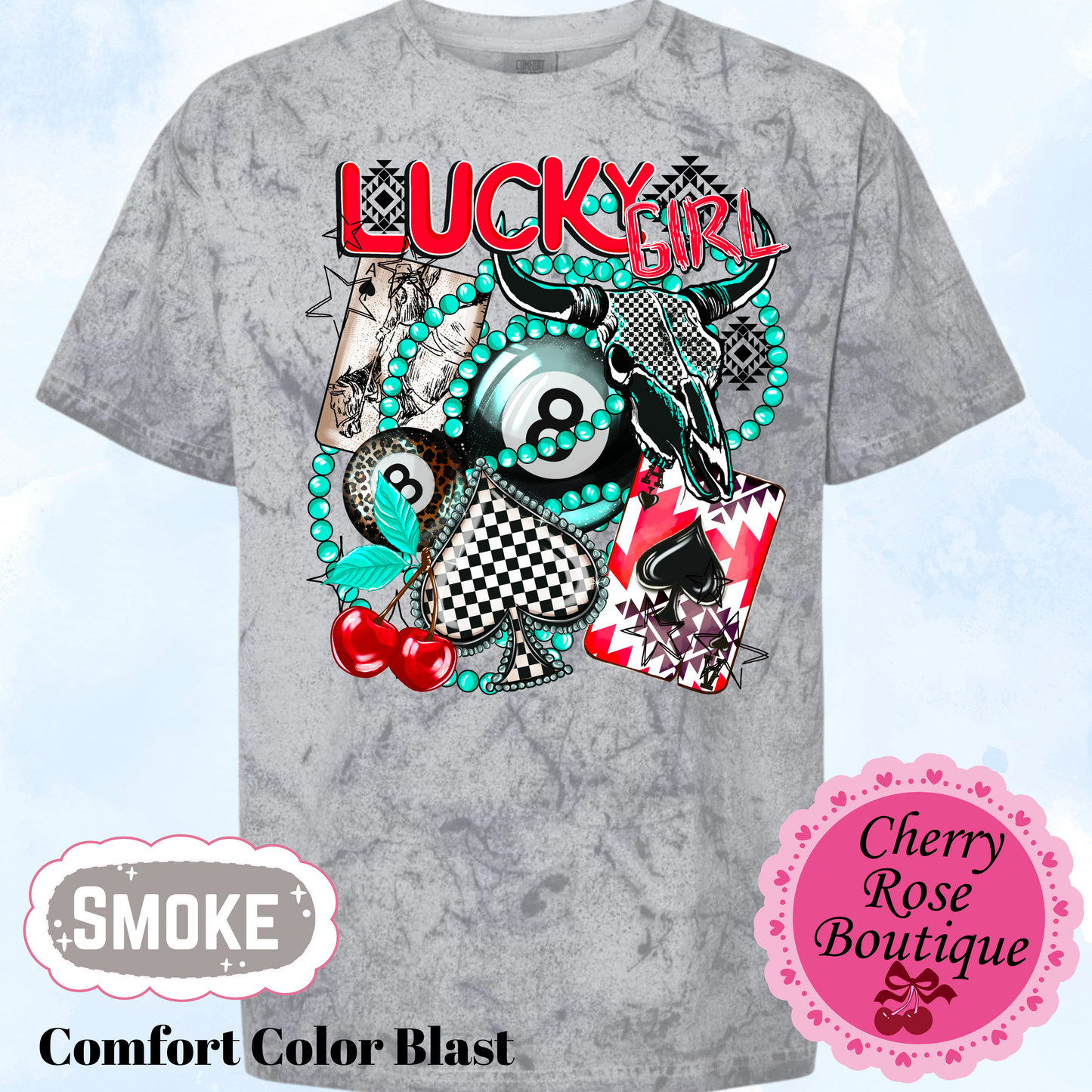 Lucky Girl Retro Shirt- Comfort Color Blast