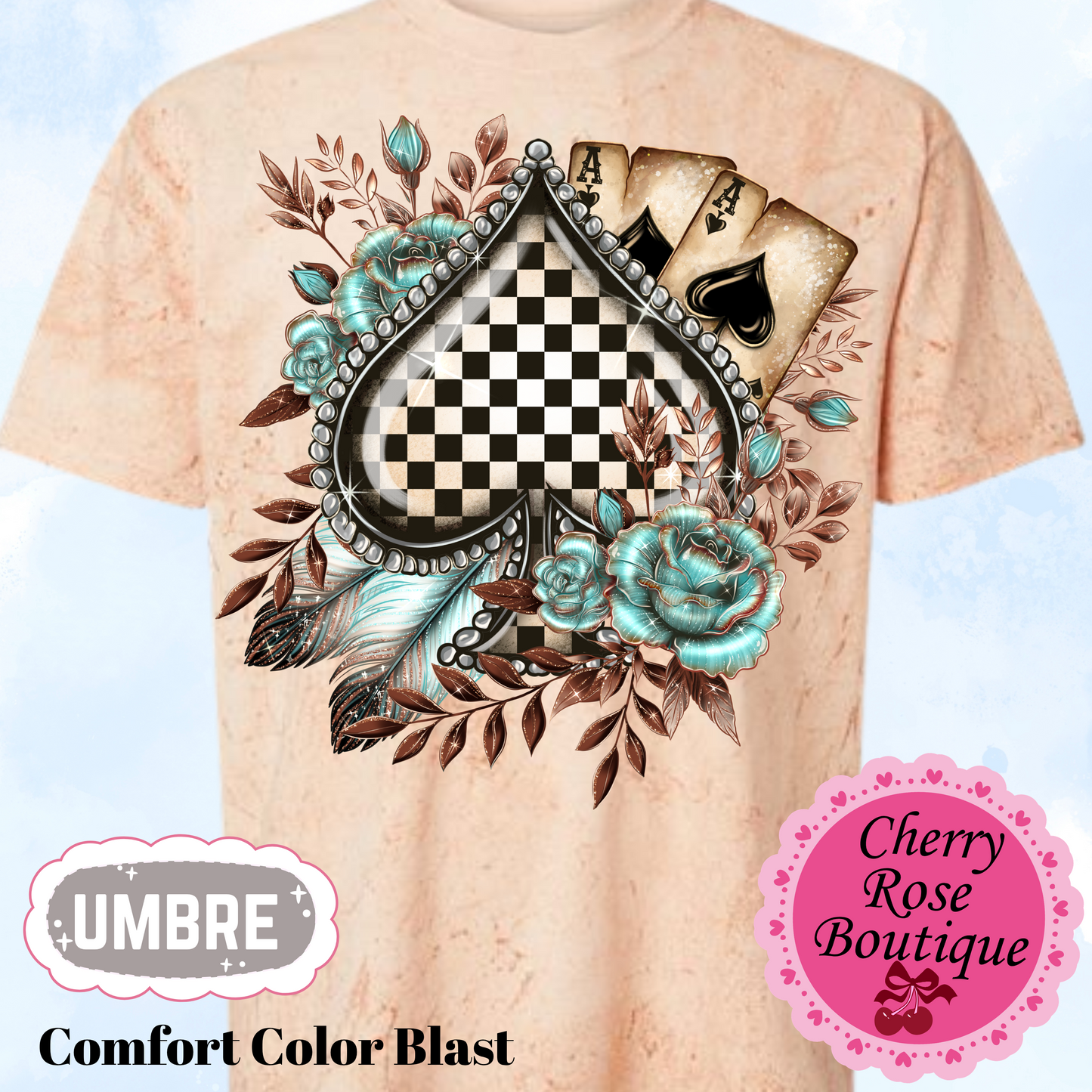 Western Retro Checkered Spade-Comfort Color Blast